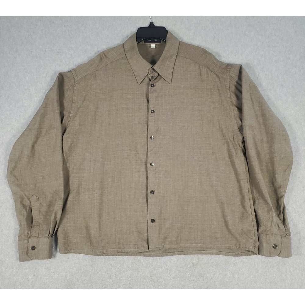 Cividini Shirt Men's XXL Wool Long Sleeve Button-Up Brown Lightweight Italy Made
